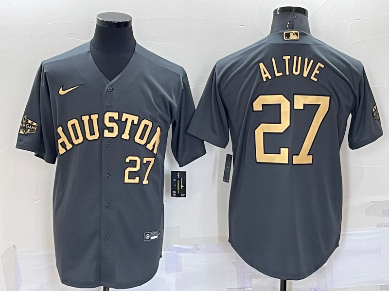 Men's Houston Astros #27 Jose Altuve 2022 All-Star CharcoalCool Base Stitched Baseball Jersey Men's Houston Astros #27 Jose Altuve 2022 All-Star CharcoalCool Base Stitched Baseball Jersey